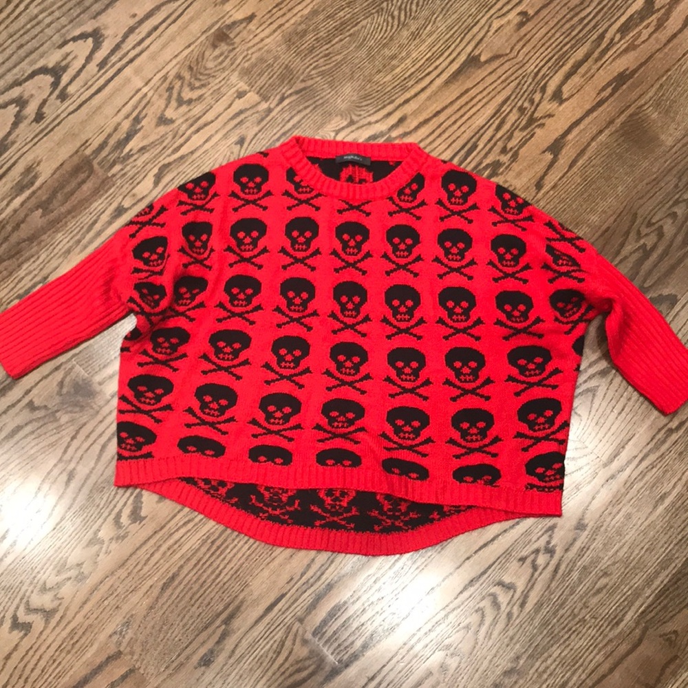 Red and black dolman sweater